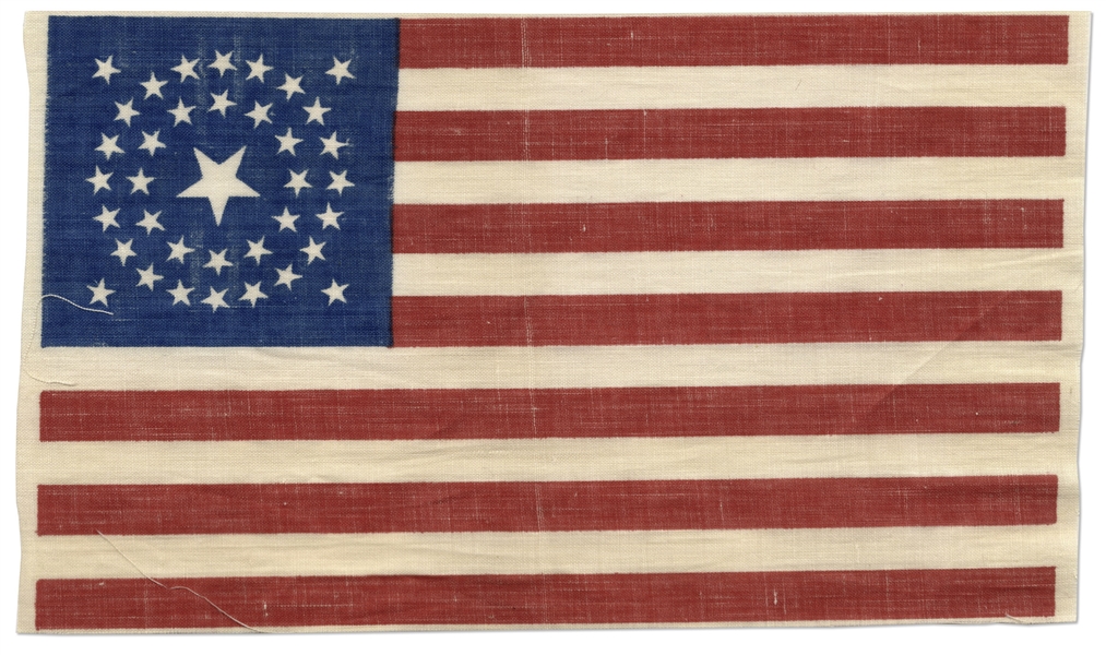 Nebraska 37-Star Flag, Circa 1870s -- Medallion Pattern